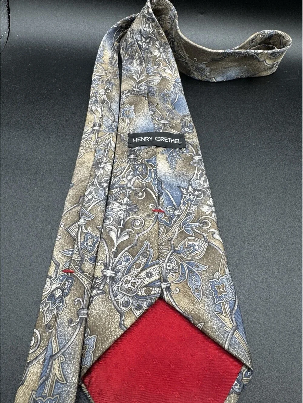 Vintage Henry Grethel Italian Silk Paisley Tie USA 55.5” x 4” Retro School Prep